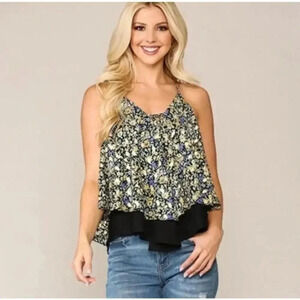Women's Gigio Floral Print Tank Top - Size M Boutique‎ Spaghetti Strap 0061
